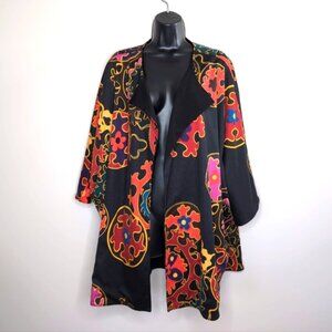 Natori Asian Dragon Inspired Colorful Abstract Kimono Cardigan XL/1X